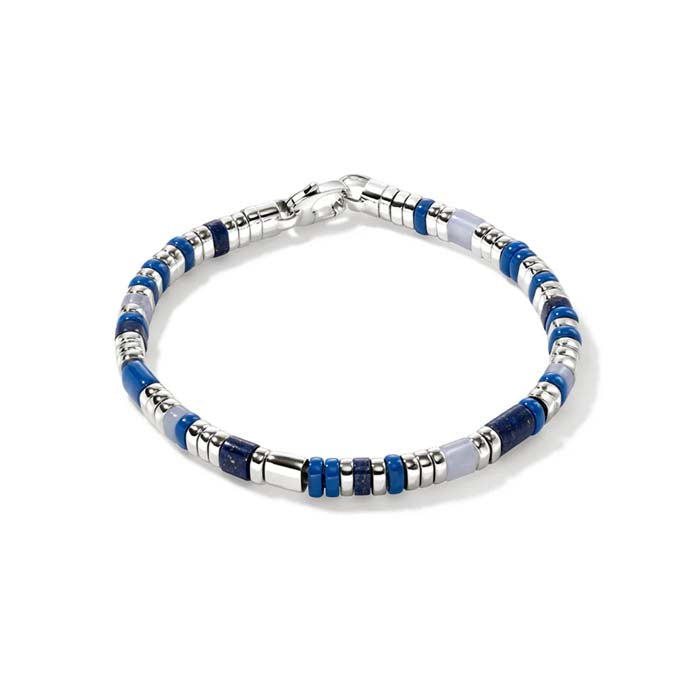 John Hardy Lapis and Blue Agate Colorblock Slim Bracelet in Sterling Silver