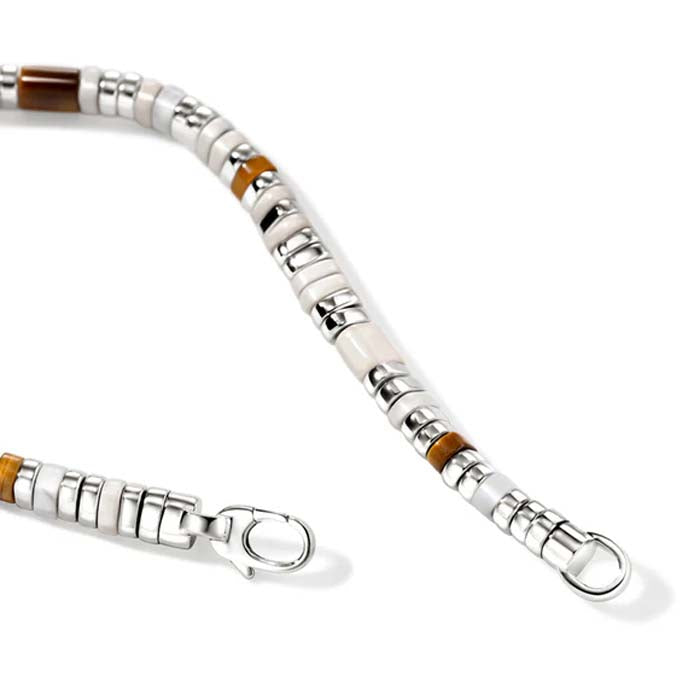 John Hardy Brown Tiger Eye and Howlite Colorblock Slim Bracelet in Sterling Silver