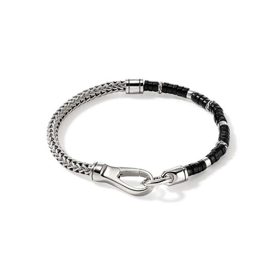 John Hardy 4MM Black Onyx Heishi Chain Bracelet in Sterling Silver