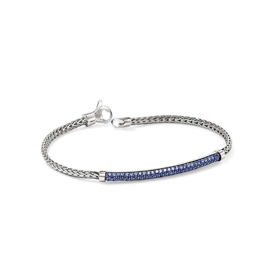 John Hardy Essential Pavé Blue Sapphire Bracelet in Sterling Silver