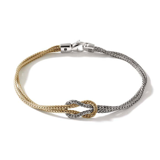 John Hardy Manah Classic Chain Love Knot Bracelet in Sterling Silver and 14K Yellow Gold