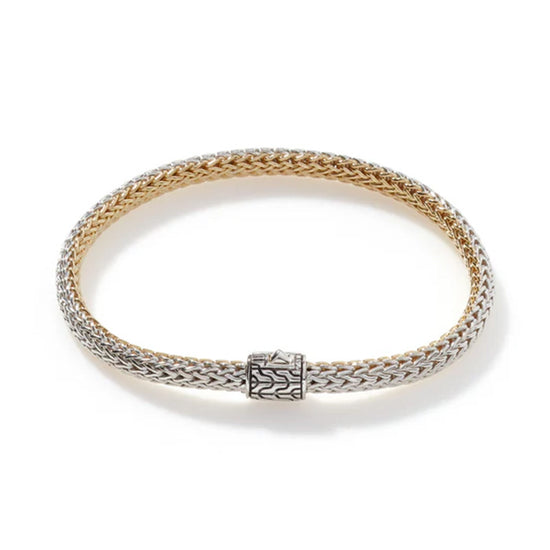 John Hardy Classic Chain Diamond Pavé Reversible Bracelet in 18K Bonded Yellow Gold and Sterling Silver