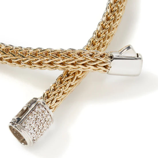 John Hardy Classic Chain Diamond Pavé Reversible Bracelet in 18K Bonded Yellow Gold and Sterling Silver