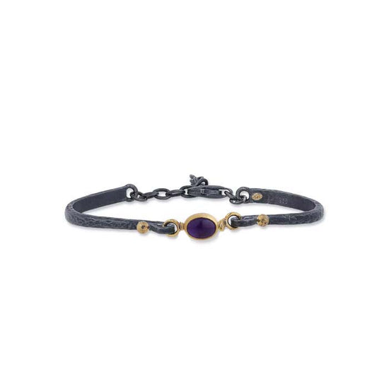 Lika Behar “New Candy” Bracelet with Amethyst in Oxidized Sterling Silver and 24K Yellow Gold