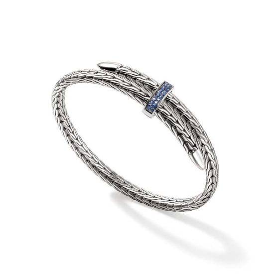 John Hardy Blue Sapphire Spear Flex Cuff Bracelet in Sterling Silver, Size Medium