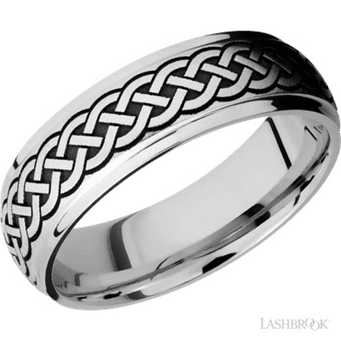 Lashbrook 7MM Celtic Pattern Wedding Band in Cobalt Chrome