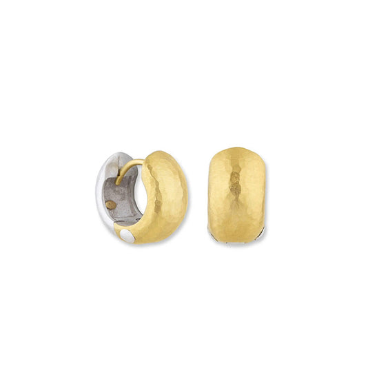 Lika Behar Reversible Chunky Huggies in 24K Yellow Gold and Matte Sterling Silver