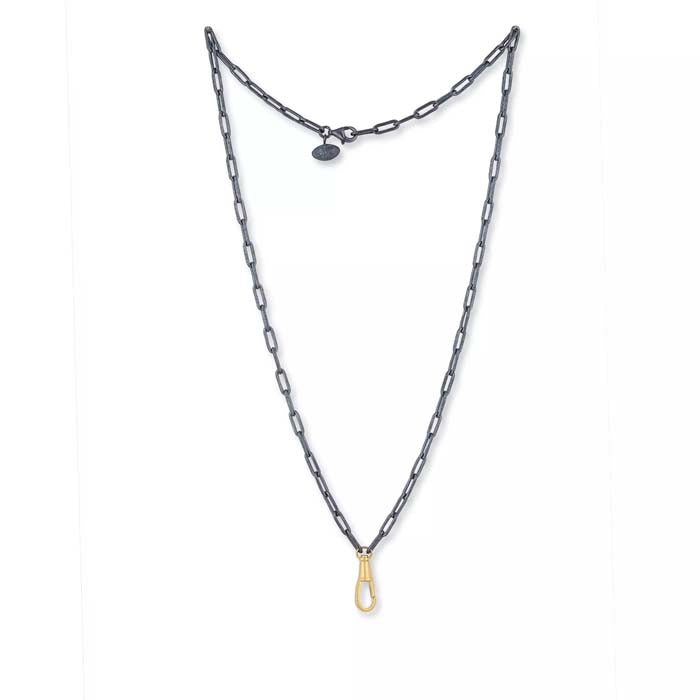 Lika Behar Oxi Clipski Clip Chain with Gold Clasp in 22K Yellow Gold and Oxidized Sterling Silver