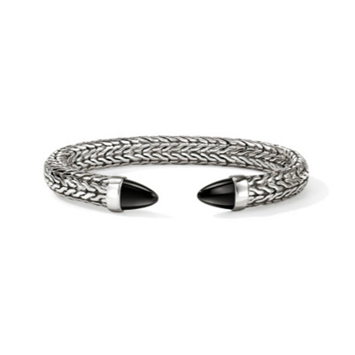 John Hardy Black Onyx Spear Flex Cuff in Sterling Silver