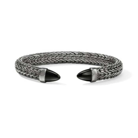 John Hardy Black Onyx Spear Flex Cuff in Black Rhodium Sterling Silver