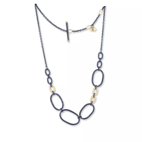 Lika Behar Caroline Necklace in Oxidized Sterling Silver and 22K Yellow Fusion Gold