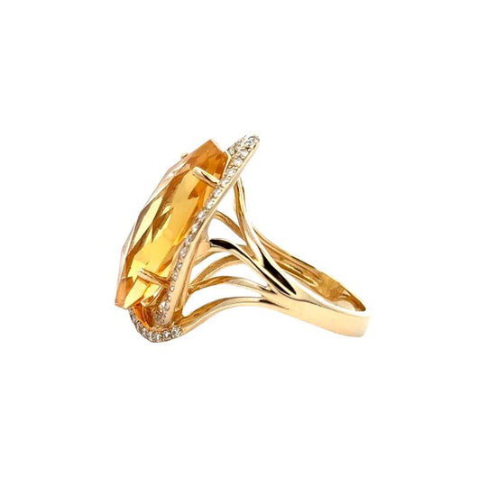 Mountz Collection Citrine and Diamond Ring in 14K Yellow Gold