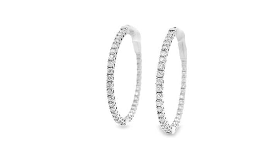 Mountz Collection Round Inside Outside Diamond Hoop Earrings in 14K White Gold