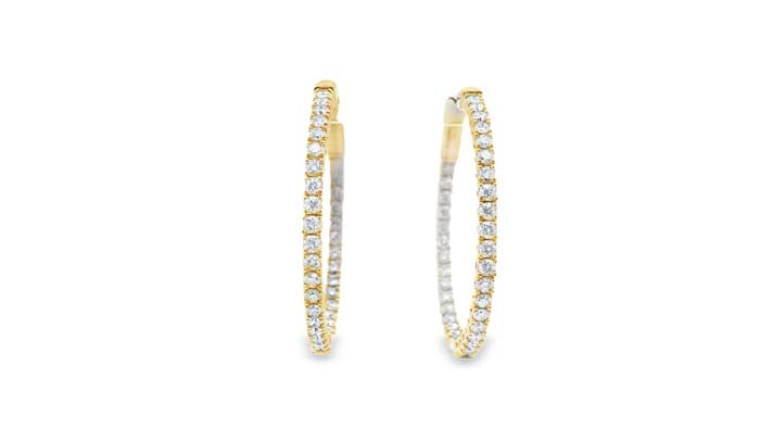 Mountz Collection Diamond Inside Outside Hoop Earrings in 14K Yellow Gold