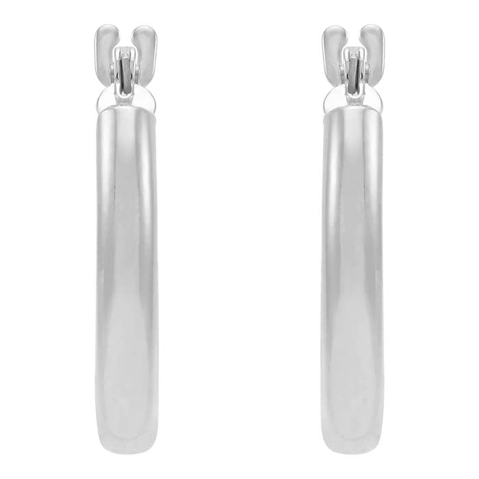 Mountz Collection 2 x 15 mm Round Tube Hoop Earrings in 14K White Gold