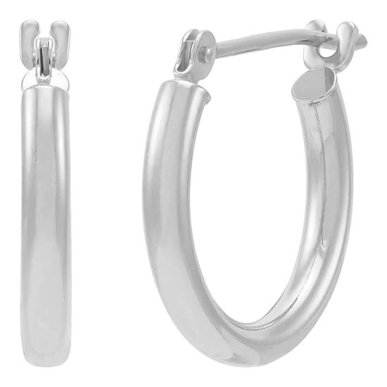 Mountz Collection 2 x 15 mm Round Tube Hoop Earrings in 14K White Gold