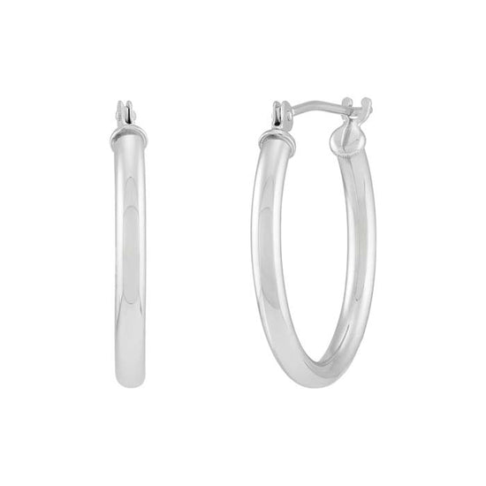 Mountz Collection 2 x 20 mm Tube Hoop Earrings in 14K White Gold