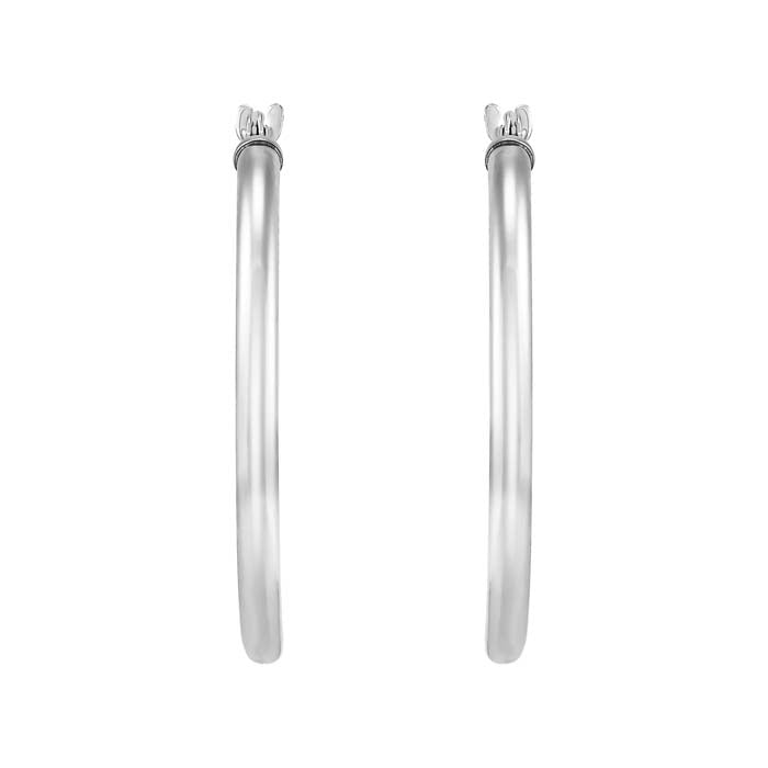 Mountz Collection 2 x 25 mm Round Tube Hoop Earrings in 14K White Gold