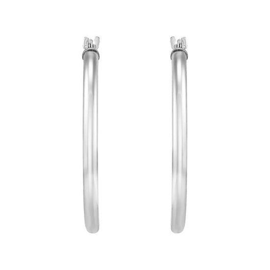 Mountz Collection 2 x 25 mm Round Tube Hoop Earrings in 14K White Gold