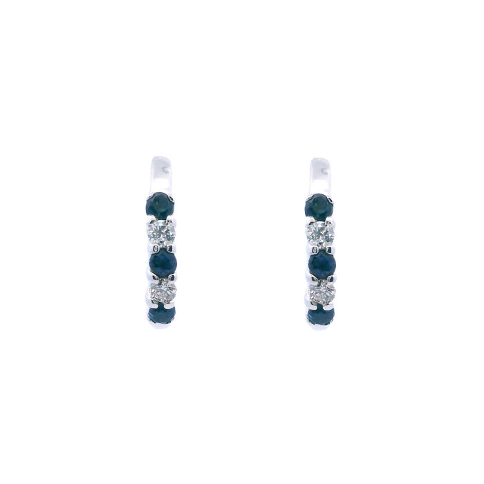 Mountz Collection Sapphire and Diamond Huggie Earrings in 14K White Gold