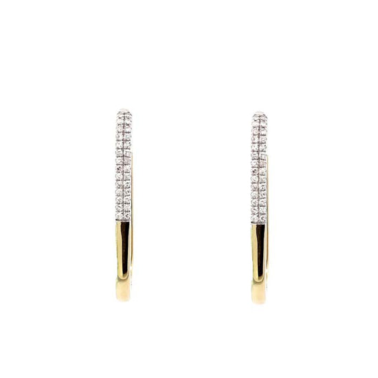 Mountz Collection Elongated Diamond Hoop Earrings in 14K White and Yellow Gold