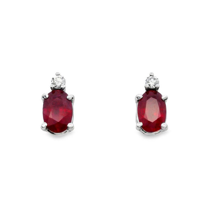 Mountz Collection Ruby and Diamond Earrings in 14K White Gold