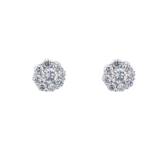 Mountz Collection 1.0CTW Diamond Cluster Earrings in 14K White Gold