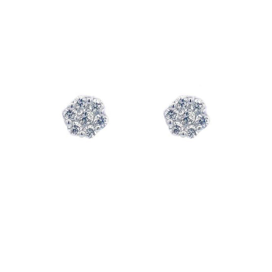 Mountz Collection 1/2CTW Diamond Cluster Earrings in 14K White Gold
