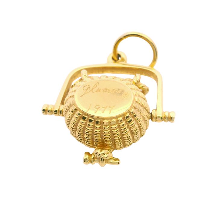 Estate Nantucket Basket Pendant in 14K Yellow Gold