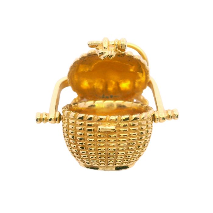 Estate Nantucket Basket Pendant in 14K Yellow Gold