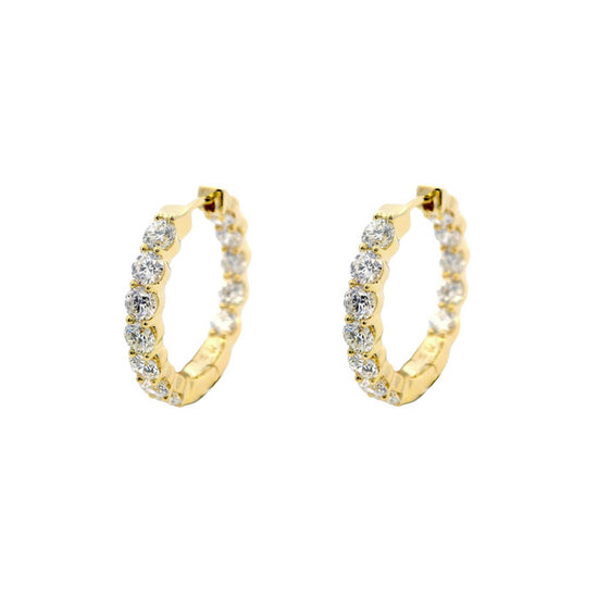 Mountz Collection Diamond Inside-Outside Hoop Earrings in 14K Yellow Gold