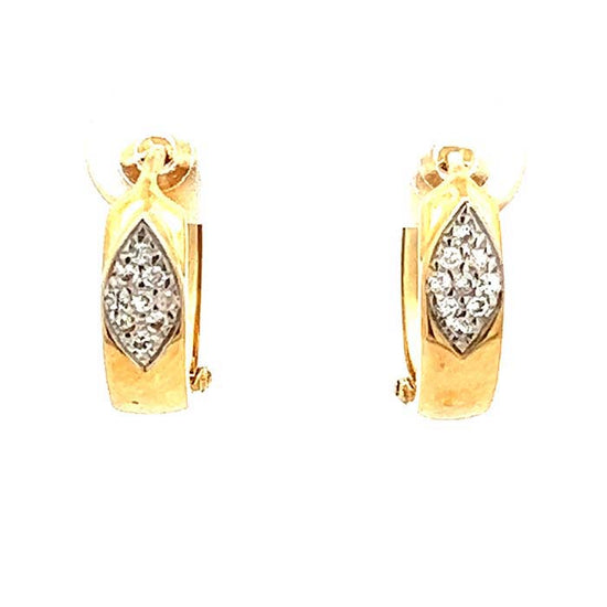 Estate Diamond Accent Huggie Earrings in 14K Yellow Gold