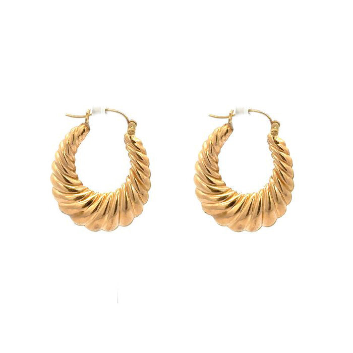 Estate Fluted Hoop Earrings in 10K Yellow Gold