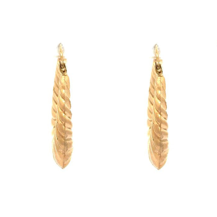 Estate Fluted Hoop Earrings in 10K Yellow Gold