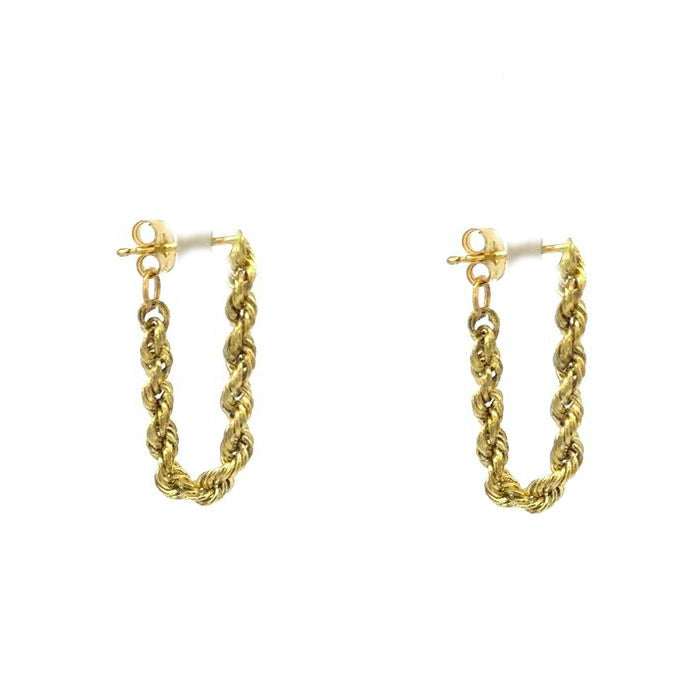 Estate Rope Chain Earrings in 14K Yellow Gold