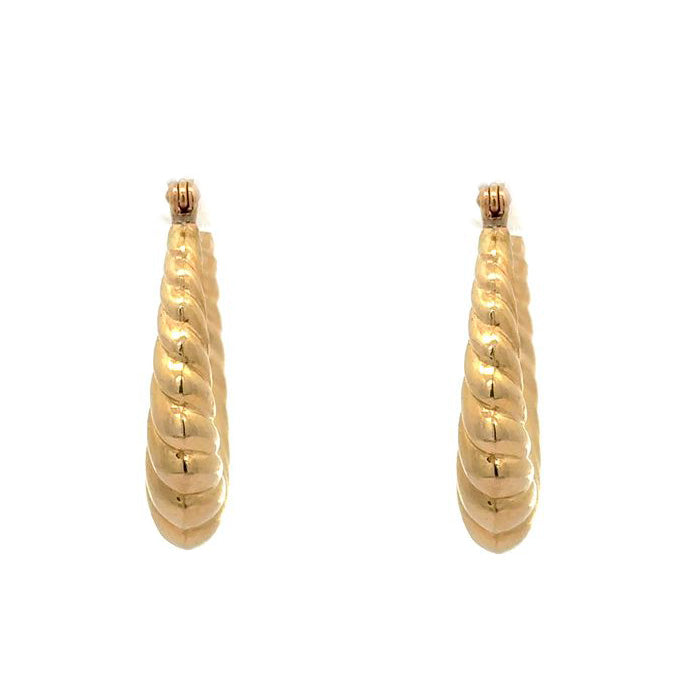 Estate Shrimp Hoop Earrings in 14K Yellow Gold