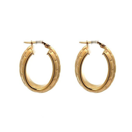 Estate Fancy Hoop Earrings in 14K Yellow Gold