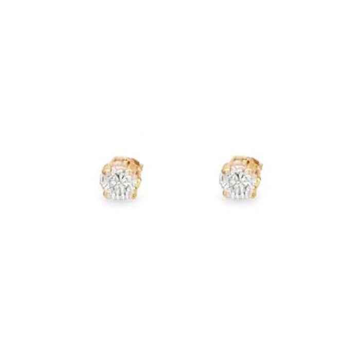 Estate Four-Prong Diamond Stud Earrings in 14K Yellow Gold