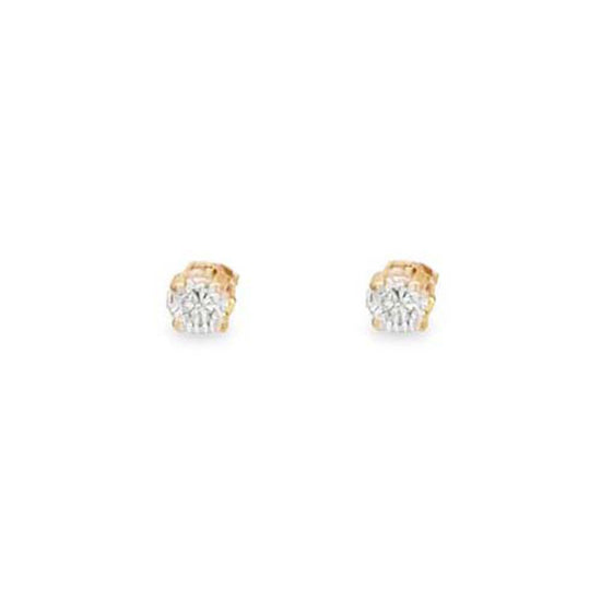 Estate Four-Prong Diamond Stud Earrings in 14K Yellow Gold