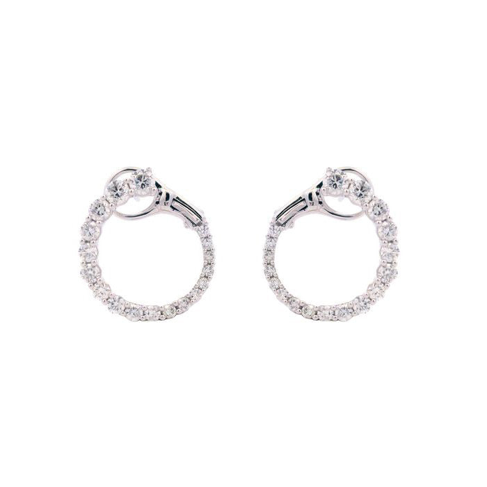 Mountz Collection Diamond Open Circle Bypass Hoop Earrings in 14K White Gold