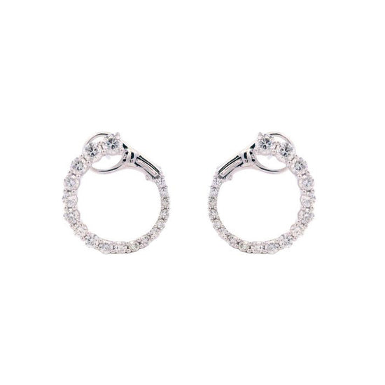 Mountz Collection Diamond Open Circle Bypass Hoop Earrings in 14K White Gold