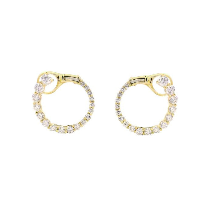 Mountz Collection Diamond Open Circle Bypass Hoop Earrings in 14K Yellow Gold