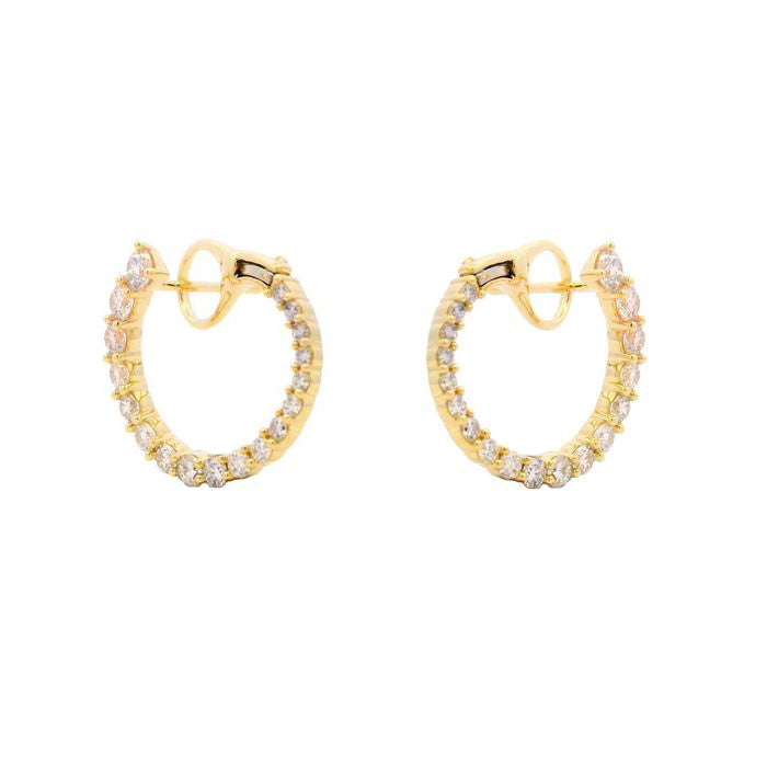 Mountz Collection Diamond Open Circle Bypass Hoop Earrings in 14K Yellow Gold