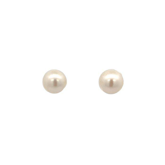 Estate 7-7.5mm Pearl Studs in 14K Yellow Gold