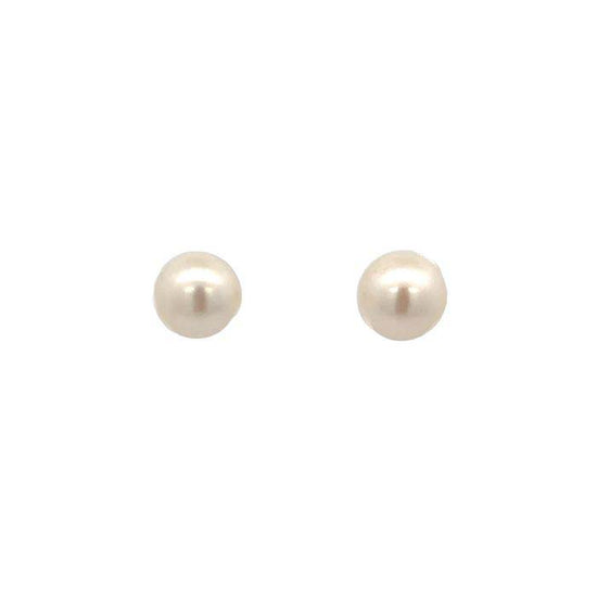 Estate 7-7.5mm Pearl Studs in 14K Yellow Gold