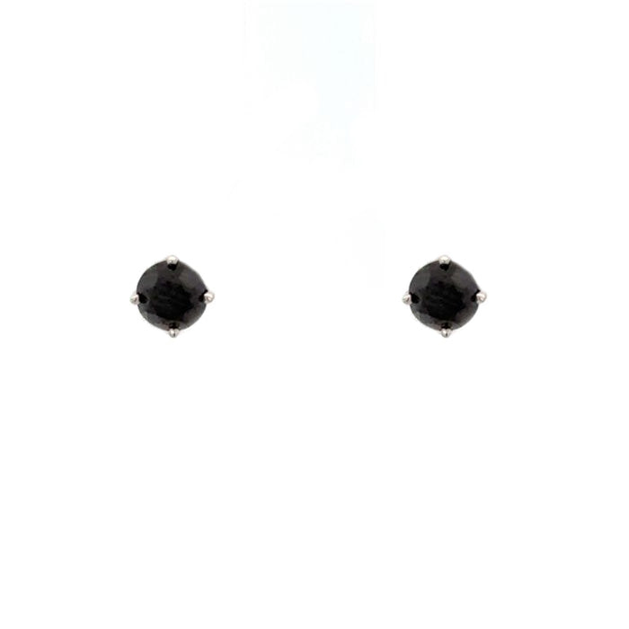 Estate Hematite Stud Earrings in 14K White Gold