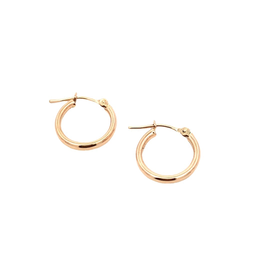 Estate 14mm Round Huggies in 14K Yellow Gold