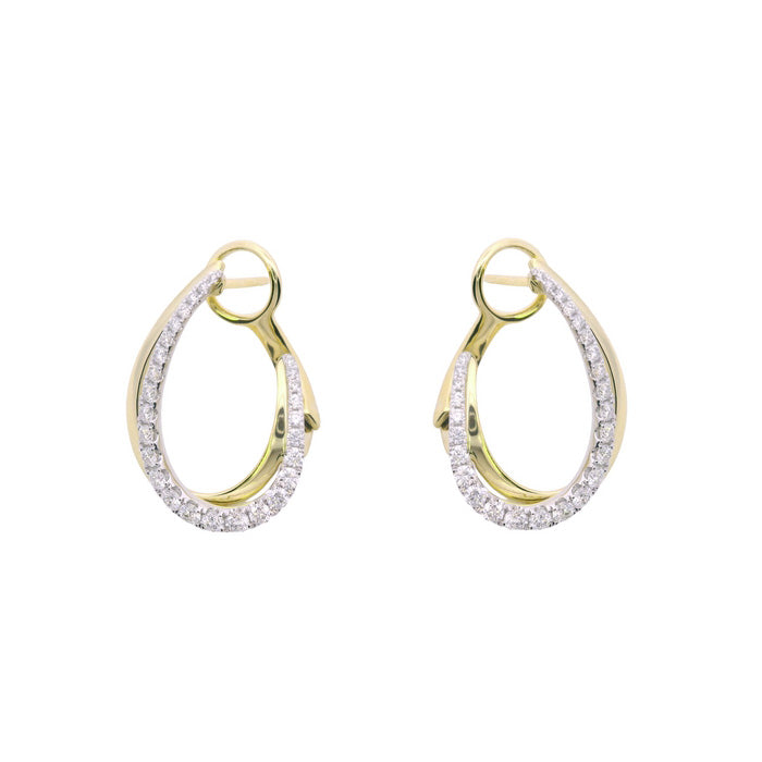 Mountz Collection Diamond Oval Bypass Earrings in 14K Yellow and White Gold