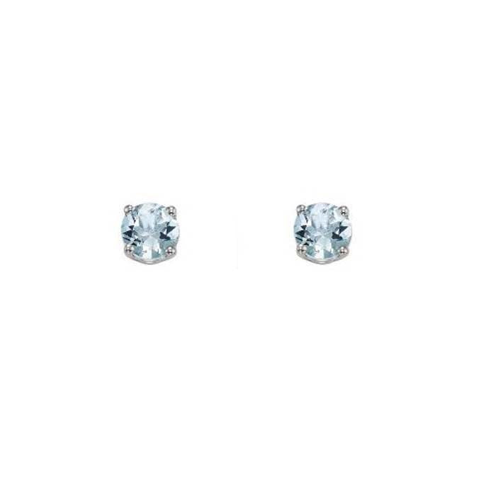 Mountz Collection Aquamarine Stud Earrings in 14K White Gold