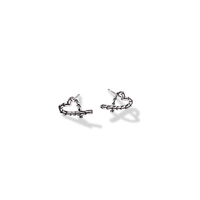 John Hardy Classic Chain Manah Silver Heart Stud Earrings